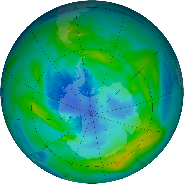Antarctic ozone map for 12 April 1983